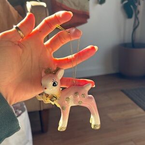 Pink reindeer ornament